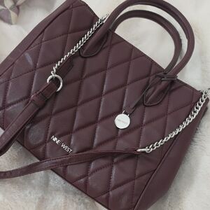 Nine West Dark Red Quilted Shoulder Bag